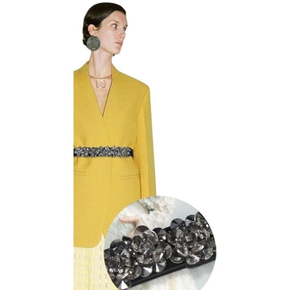 NEW 2/$30 S-M Gray Waist Belt Crystal Faux Rhinestones Snap Closure